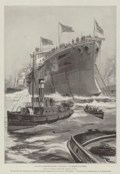 Launch of the Battle-Ship Vengeance at Barrow-in-Furness